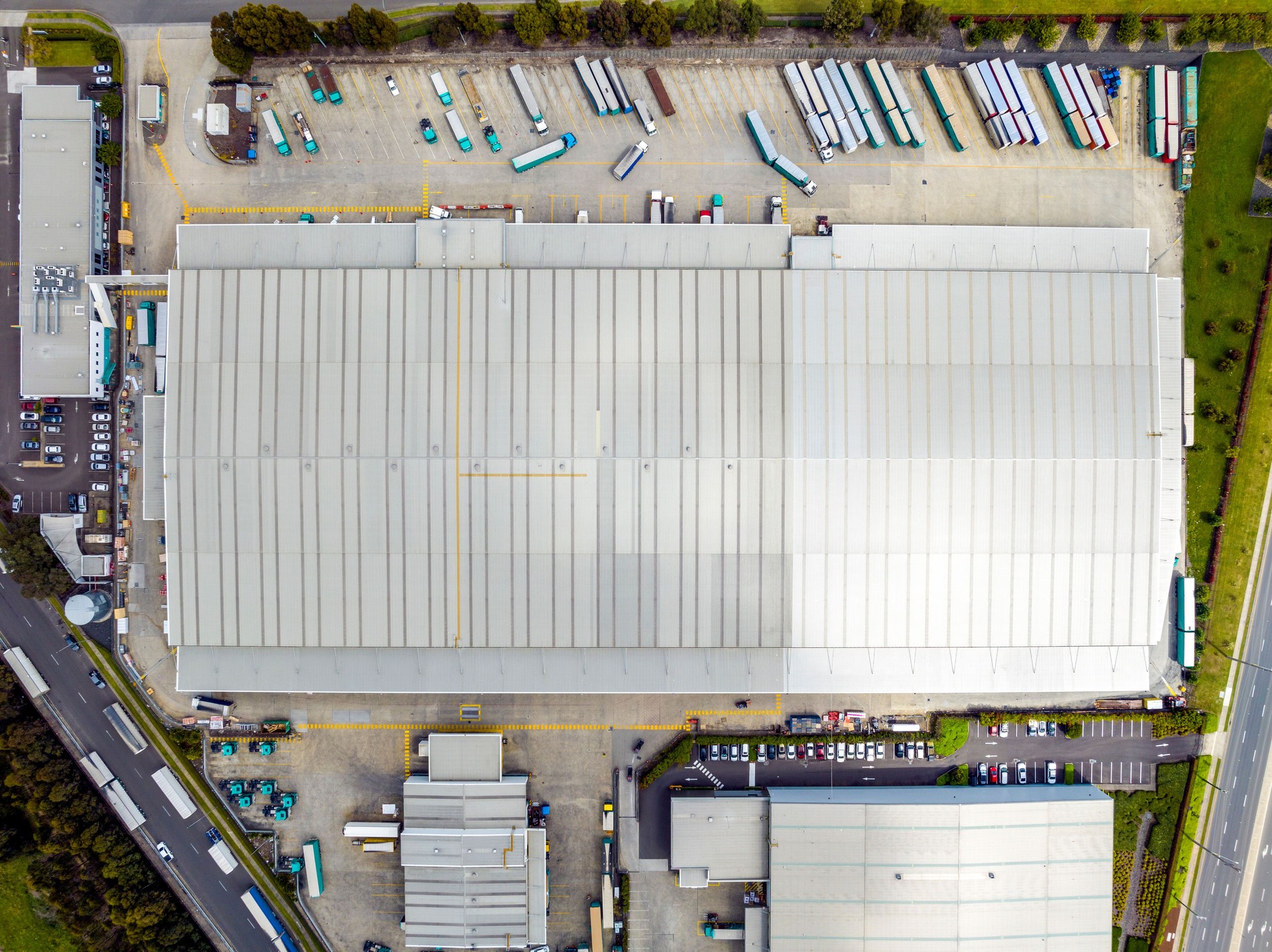 industrial area overhead perspective roof tops